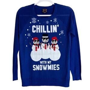 Well Worn Holiday Ugly Christmas Sweater Chillin With My Snowmies Snowman Small